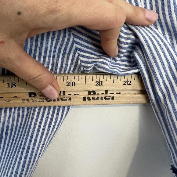 VTG Willi of California Womens M/L Blue White Striped Nautical Button Down Dress - Picture 7 of 13